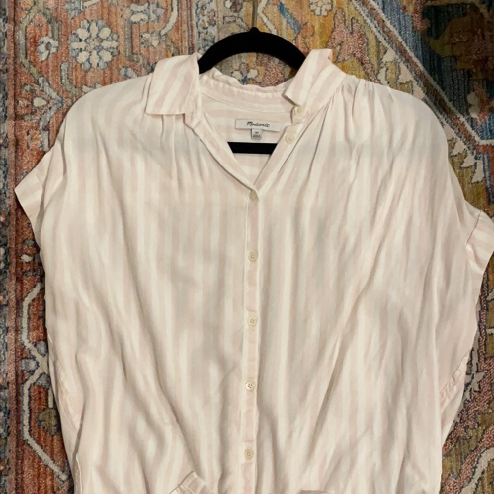 Madewell central shirt pink striped XS
